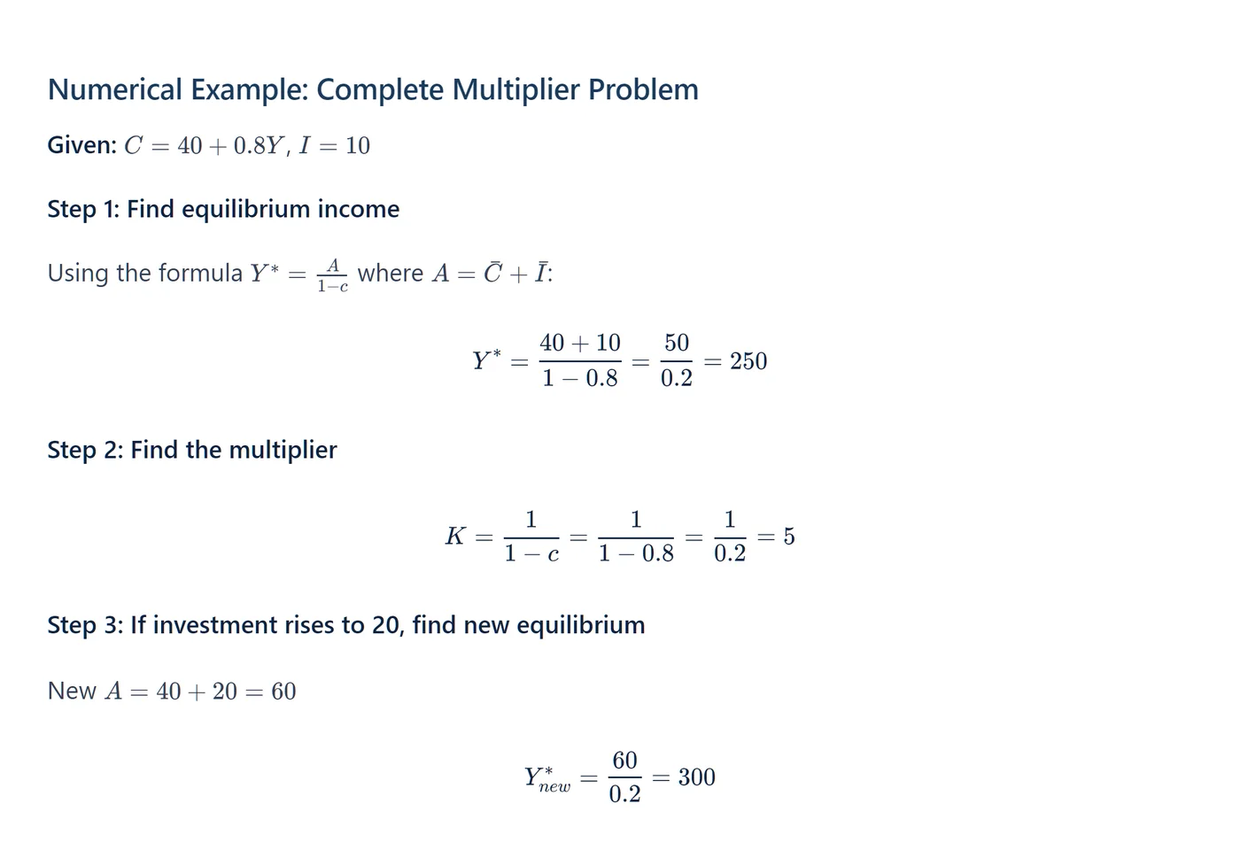 BluePrint Notes for CUET Economics, Determination of Income and Employment: step-by-step numericals