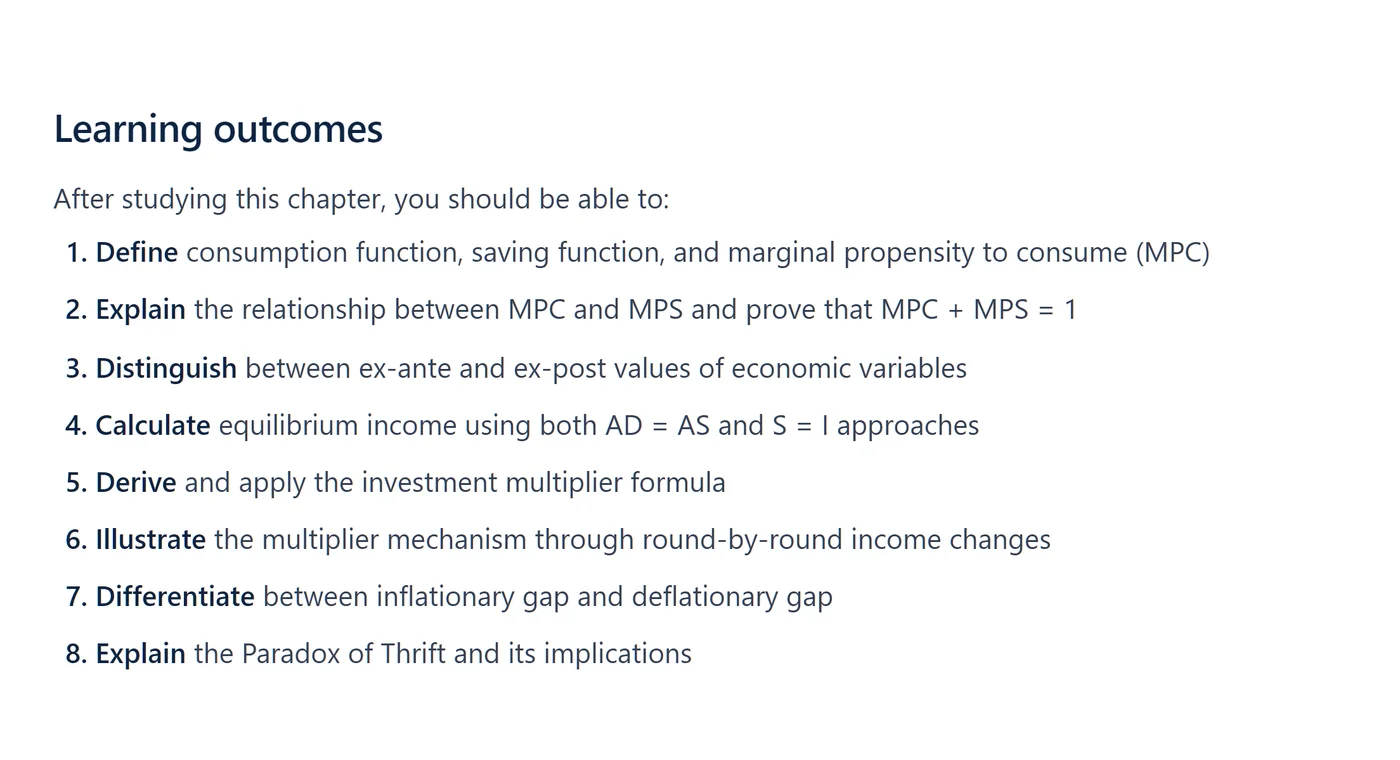 BluePrint Notes for CUET Economics, Determination of Income and Employment: what you will learn